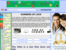 Tablet Screenshot of numbersofluck.com